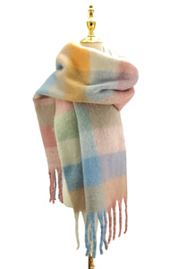 Colourful Cosy Check Blanket Tassel Scarf