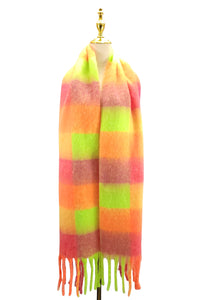 Colourful Cosy Check Blanket Tassel Scarf