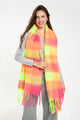 Colourful Cosy Check Blanket Tassel Scarf