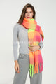 Colourful Cosy Check Blanket Tassel Scarf