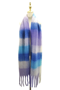 Colourful Cosy Check Blanket Tassel Scarf