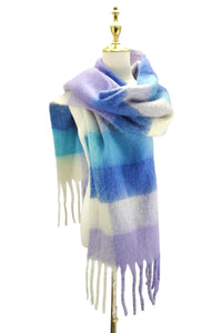 Colourful Cosy Check Blanket Tassel Scarf