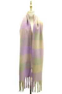 Colourful Cosy Check Blanket Tassel Scarf