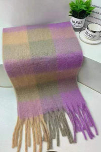 Colourful Cosy Check Blanket Tassel Scarf