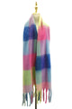 Cosy Bright Check Blanket Tassel Scarf