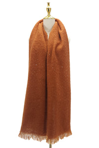 Plain Sequin Embellished Frayed Scarf