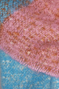 Sequin Square Check Frayed Scarf