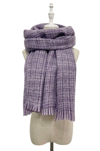 Cosy Metallic Thread Check Frayed Scarf