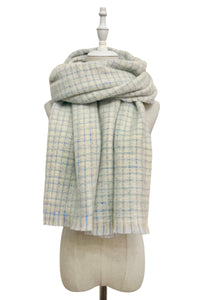 Cosy Metallic Thread Check Frayed Scarf