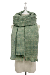 Cosy Metallic Thread Check Frayed Scarf