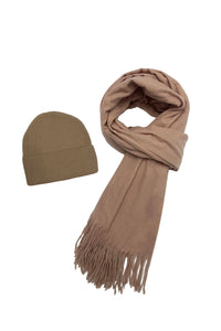 Cosy Plain Tassel Scarf & Hat Set