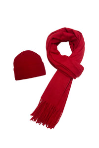 Cosy Plain Tassel Scarf & Hat Set