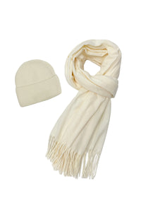 Cosy Plain Tassel Scarf & Hat Set