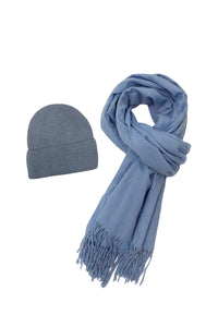 Cosy Plain Tassel Scarf & Hat Set