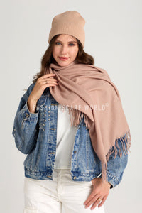 Cosy Plain Tassel Scarf & Hat Set