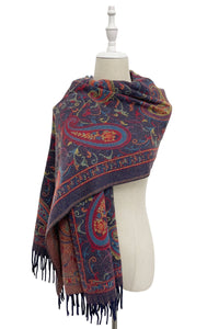 Intricate Paisley Woven Wool Tassel Scarf