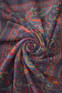 Intricate Paisley Woven Wool Tassel Scarf