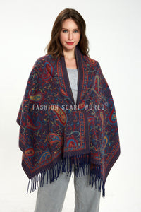 Intricate Paisley Woven Wool Tassel Scarf