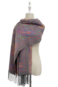 Intricate Paisley Woven Wool Tassel Scarf