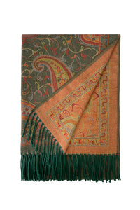 Intricate Paisley Woven Wool Tassel Scarf