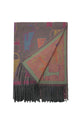 Cat Print Reversible Woven Wool Tassel Scarf