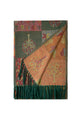 Patchwork Tree Print Reversible Woven Wool Tassel Scarf