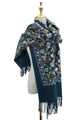 Embroidered Floral Wool Blanket Tassel Scarf