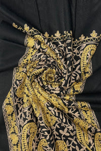 Embroidered Metallic Paisley Wool Blanket Tassel Scarf