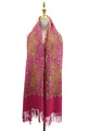 Embroidered Metallic Paisley Wool Blanket Tassel Scarf