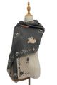 Squirrel & Floral Soft Woven Frayed Scarf