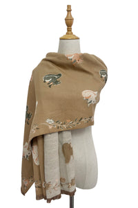 Squirrel & Floral Soft Woven Frayed Scarf