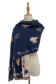 Squirrel & Floral Soft Woven Frayed Scarf