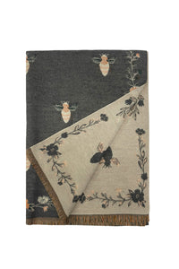 Bee & Floral Soft Woven Frayed Scarf