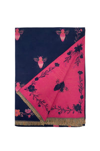 Bee & Floral Soft Woven Frayed Scarf