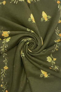 Bee & Floral Soft Woven Frayed Scarf