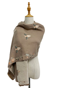 Bee & Floral Soft Woven Frayed Scarf