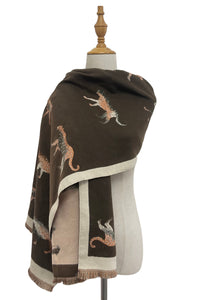 Leopard Soft Woven Frayed Scarf