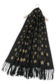 Floral Reversible Metallic Thread Tassel Scarf