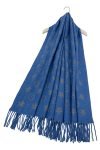 Floral Reversible Metallic Thread Tassel Scarf