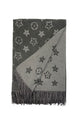 Floral Reversible Metallic Thread Tassel Scarf