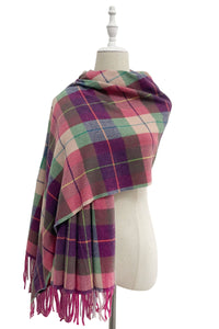 Vibrant Check Print Tassel Scarf