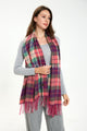 Vibrant Check Print Tassel Scarf