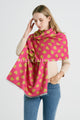 Colourful Love Heart Print Reversible Frayed Scarf