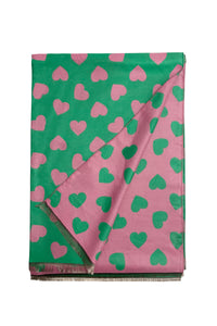 Colourful Love Heart Print Reversible Frayed Scarf