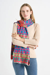 Funky Smiley Face Print Frayed Scarf