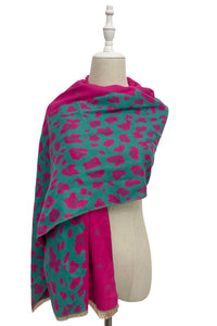 Star & Leopard Reversible Print Frayed Scarf