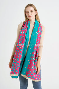 Star & Leopard Reversible Print Frayed Scarf