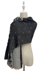 Star & Leopard Reversible Print Frayed Scarf