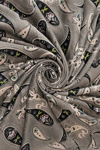 Paisley Print Foiled Frayed Scarf