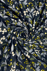 Floral Berry Print Foiled Frayed Scarf